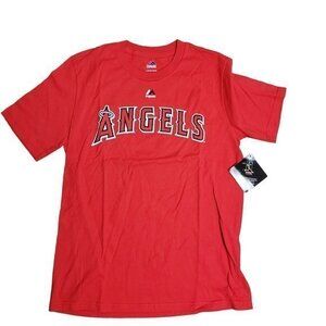 Majestic MLB LA Angels Youth Size Large Red #5 Albert Pujols‎ Short Sleeve Shirt